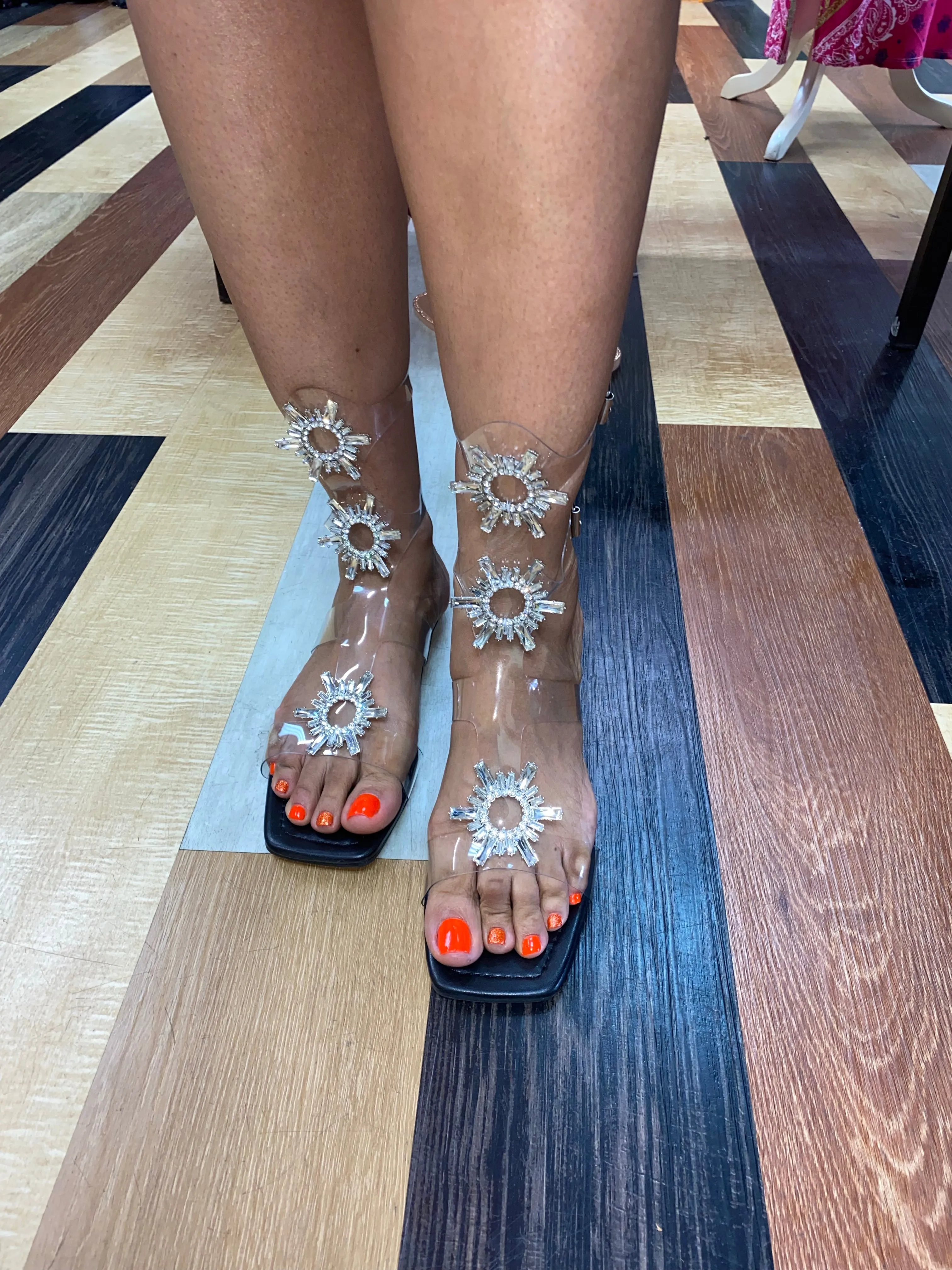 $35 Black Jeweled Gladiator Sandals