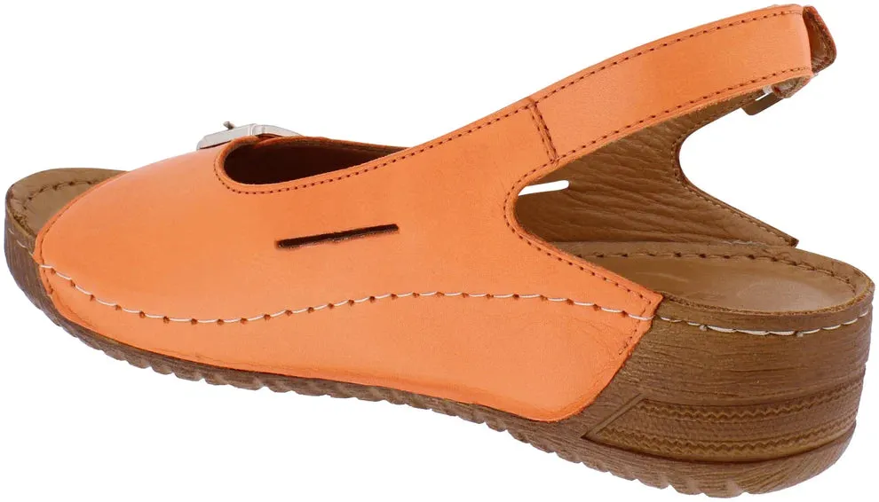 Adesso Honey Tangerine Womens Comfort Casual Touch Fastening Sling Back Mules Sandals