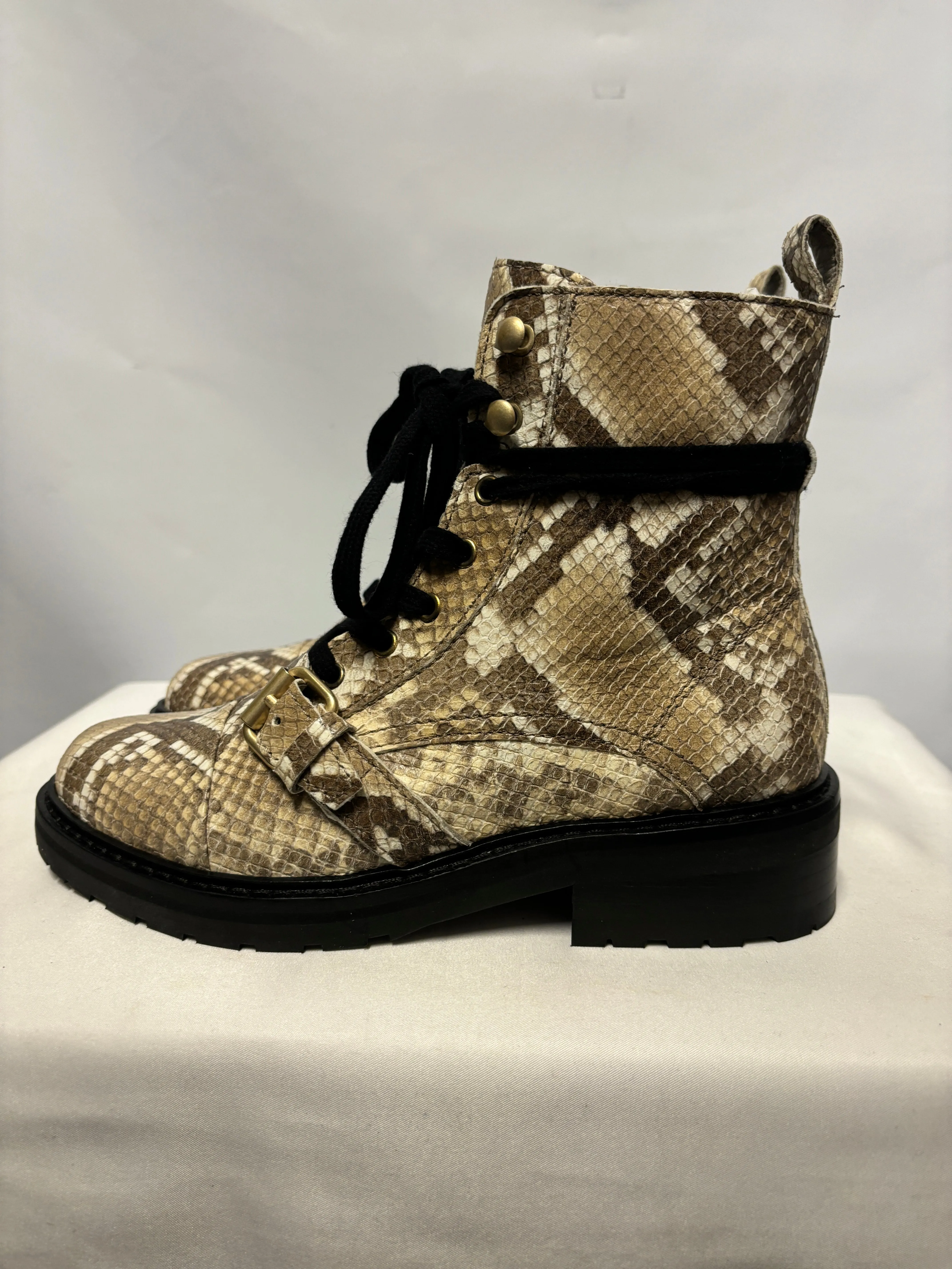 Allsaints Caramel Goat Leather Donita Snake Ankle Boot 3 BNIB