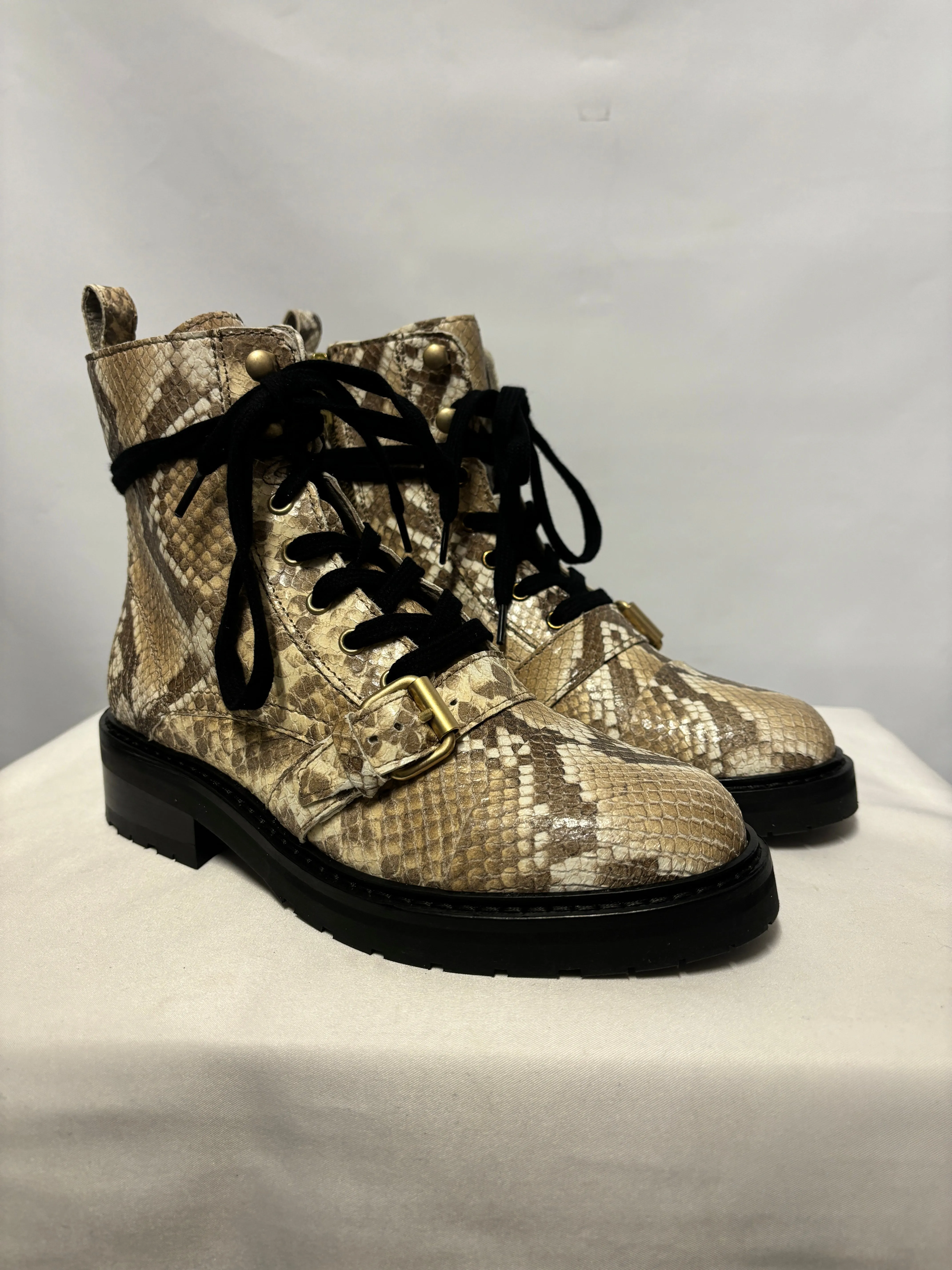 Allsaints Caramel Goat Leather Donita Snake Ankle Boot 3 BNIB