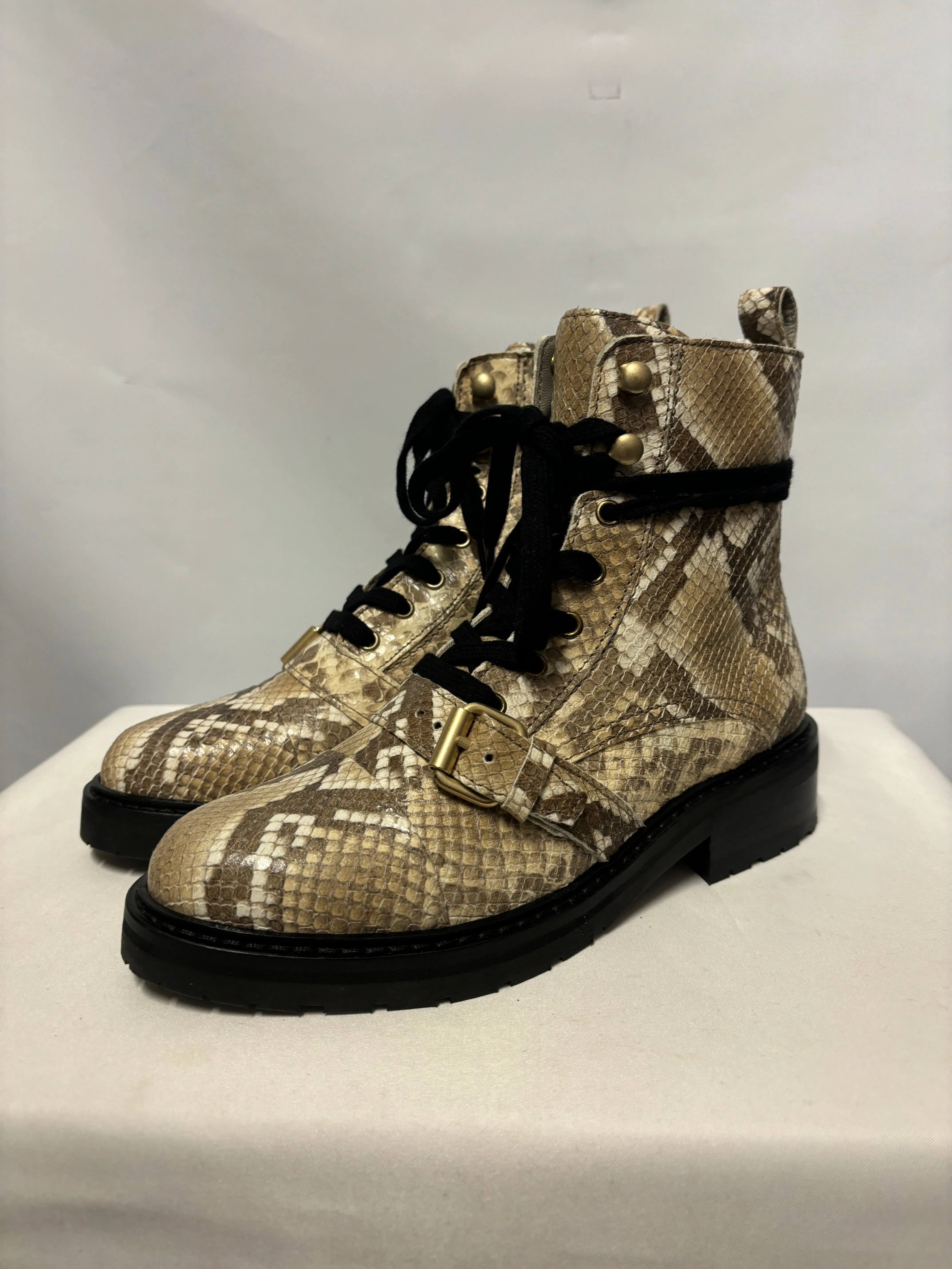 Allsaints Caramel Goat Leather Donita Snake Ankle Boot 3 BNIB