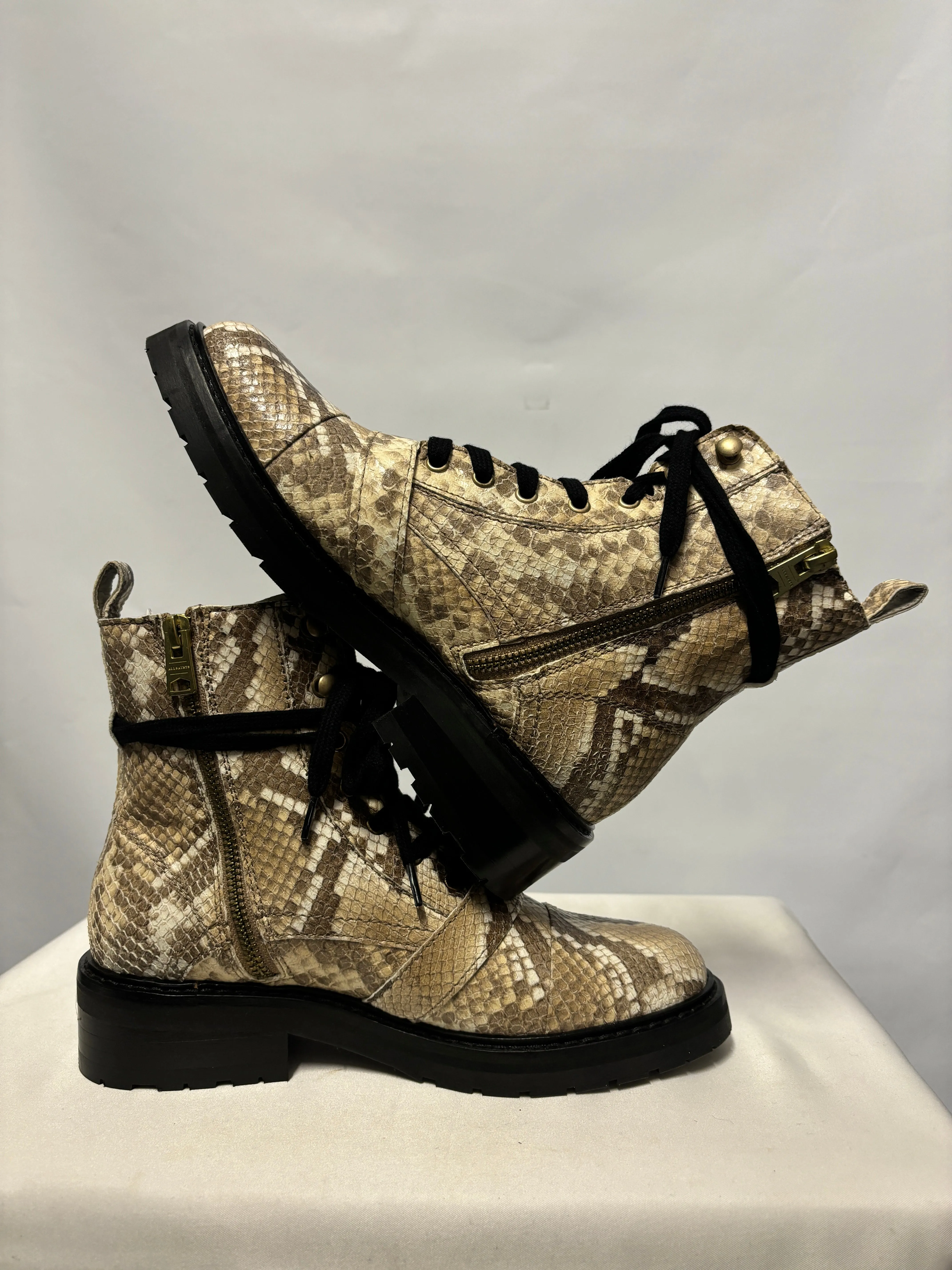 Allsaints Caramel Goat Leather Donita Snake Ankle Boot 3 BNIB
