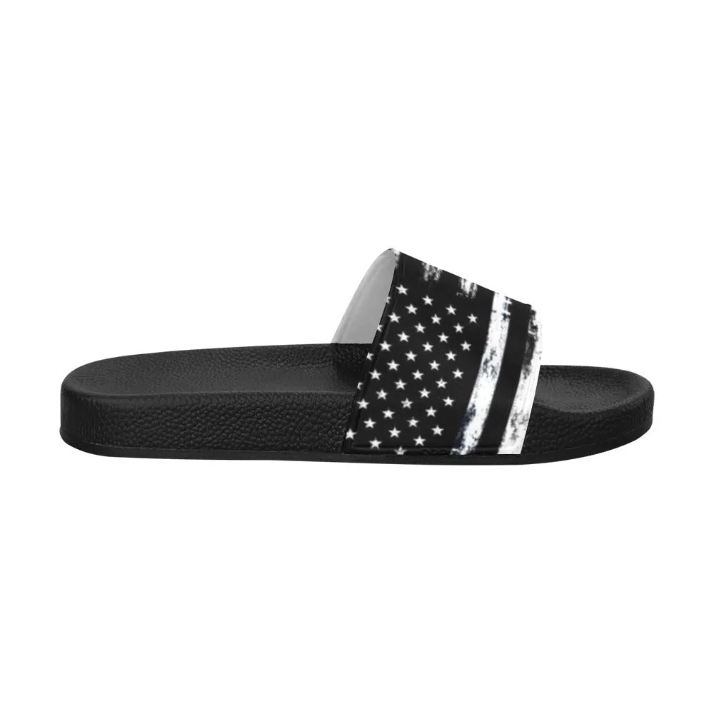 American Flag Men Slide Sandals, USA Patriot 4th of July Shoe Boys Flat Wedge Slides Vegan Casual Designer Flip Flops Slip On