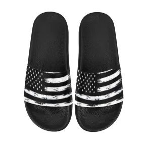 American Flag Men Slide Sandals, USA Patriot 4th of July Shoe Boys Flat Wedge Slides Vegan Casual Designer Flip Flops Slip On