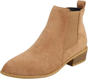 Ankle Boots for Women Western Fashion Round Toe Chunky Stacked Heel Riding Comfortable Chelsea Booties with Side Zippers