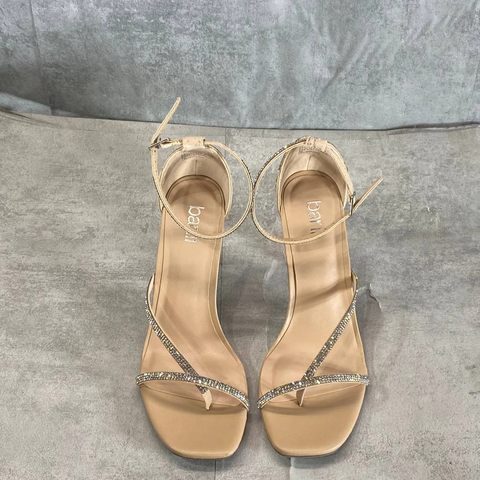BAR III Women's Silver Bling Rhinestone Blakke Square-Toe Sandals SZ 7