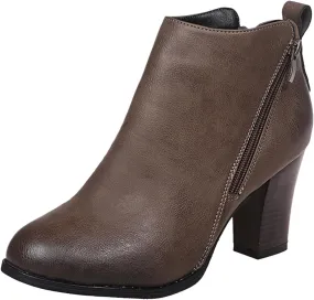 Cathalem Womens Ankle Boots Women's Wide Width Ankle Boots Extra Wide Mid Heel Side Zipper Booties Pointed Toe Ankle Booties
