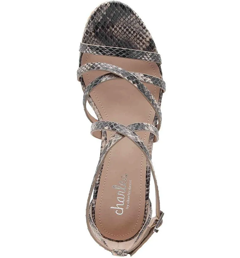 Charles David Leawood Nude Multi Snake Cork Espadrille Platform Wedge Sandal (10, Beige)
