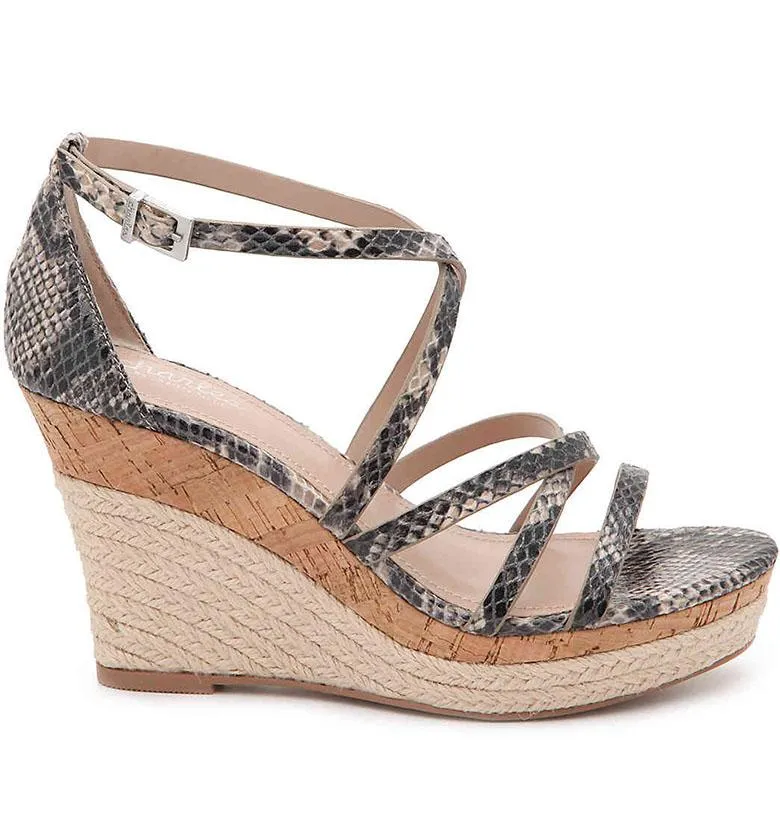 Charles David Leawood Nude Multi Snake Cork Espadrille Platform Wedge Sandal (10, Beige)