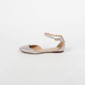 Chloe Lauren Scalloped Metallic Ballet Flats Size 36