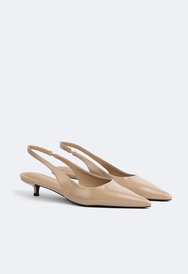 Choice Solid Pointed Toe Heels Beige