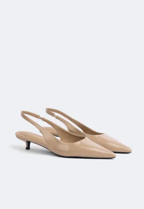Choice Solid Pointed Toe Heels Beige