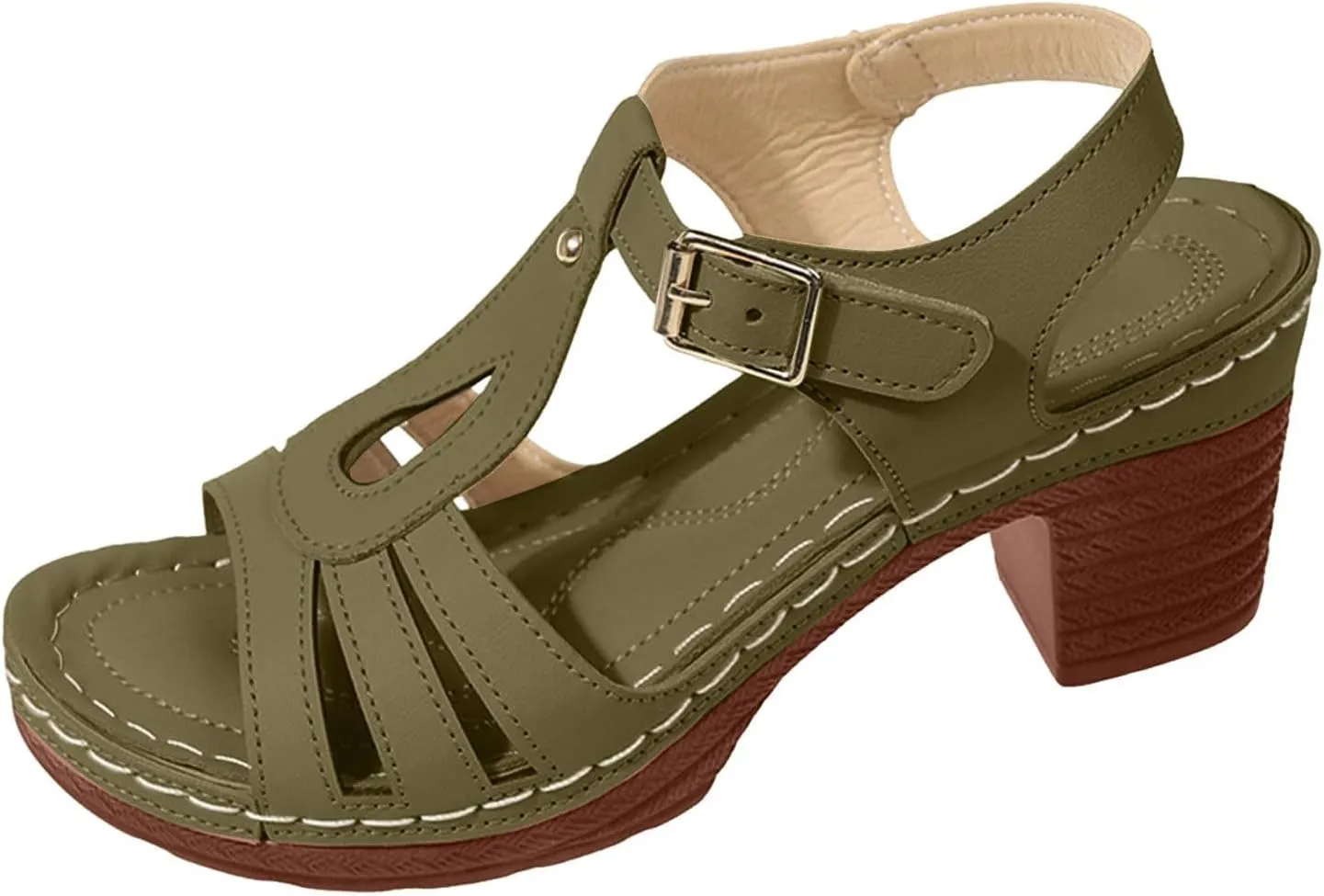 Chunky Heel Sandals for Women Platform Wedges Summer Dressy Open Toe Ankle Strap Sandals Casual Slip on Beach Vacation Shoes