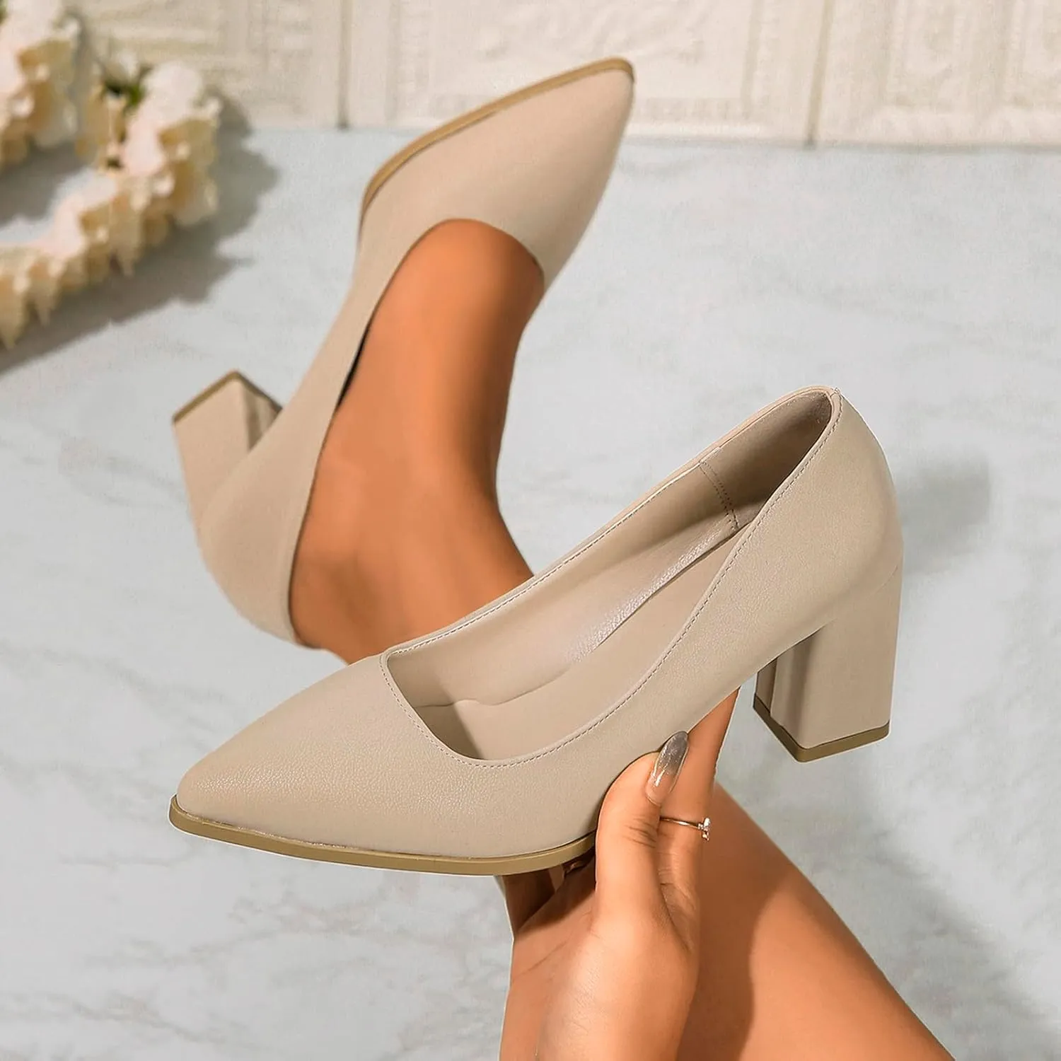 Chunky Heels for Women Open Toe Block Heeled Mid Heels Sandals with Ankle Strap Pumps Wedding Sandals Dress Shoes