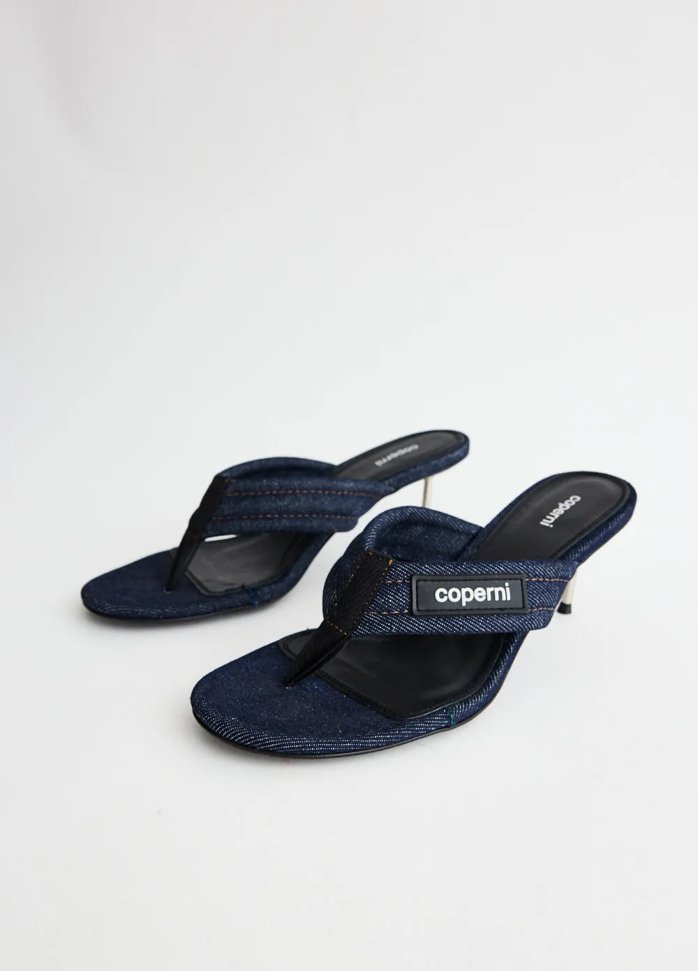 Denim Branded Thong Sandals
