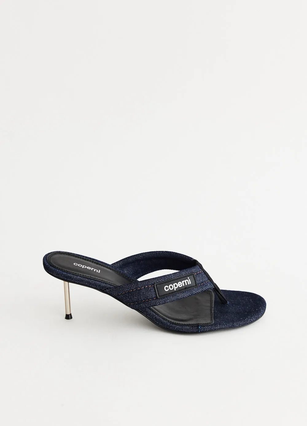 Denim Branded Thong Sandals
