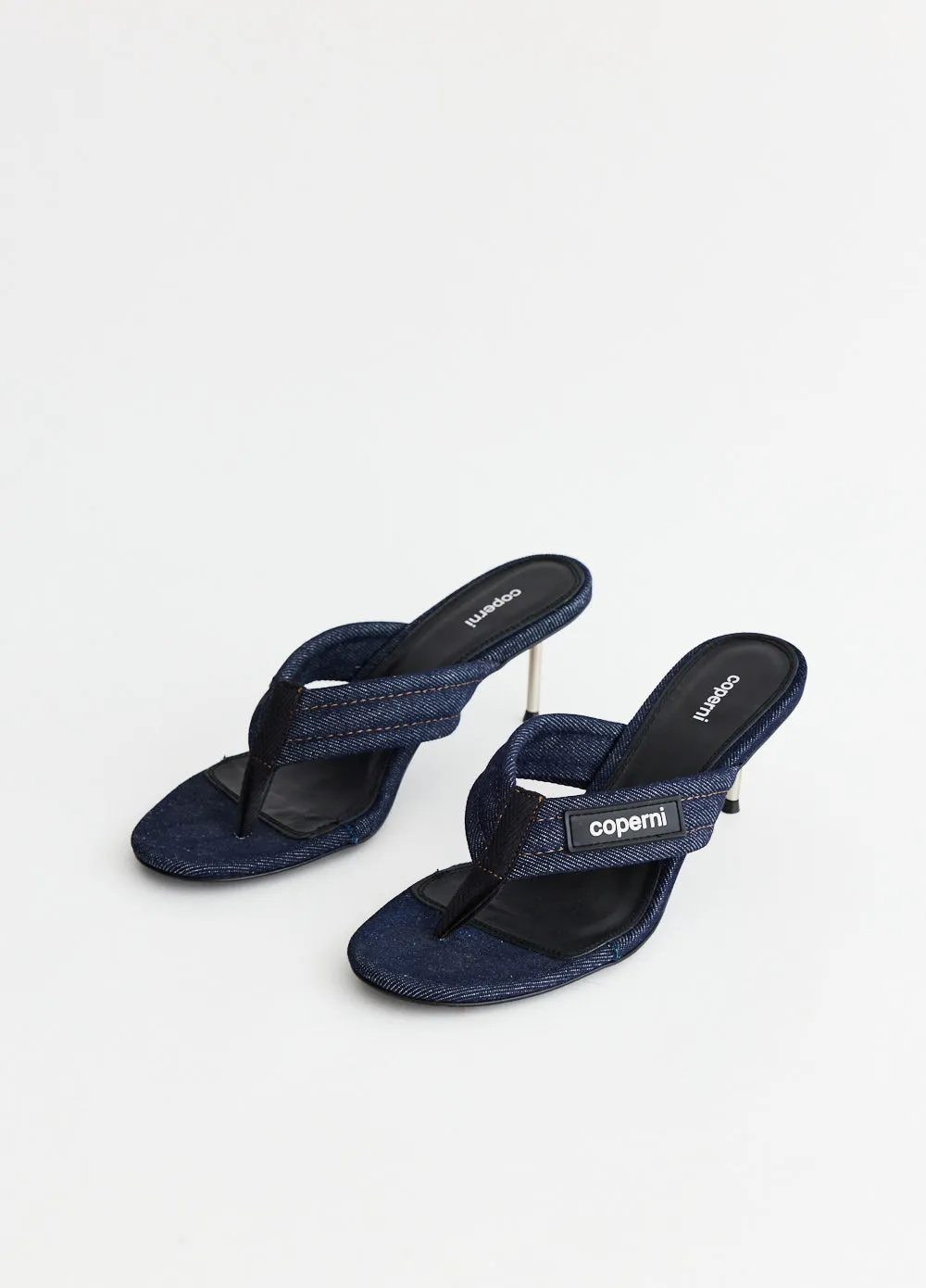 Denim Branded Thong Sandals