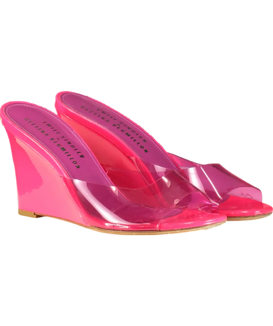 Emili Sindlev X Bettina Vermillon Pink Britney Pvc-patent Leather Wedge Mules UK 5 EU 38 👠