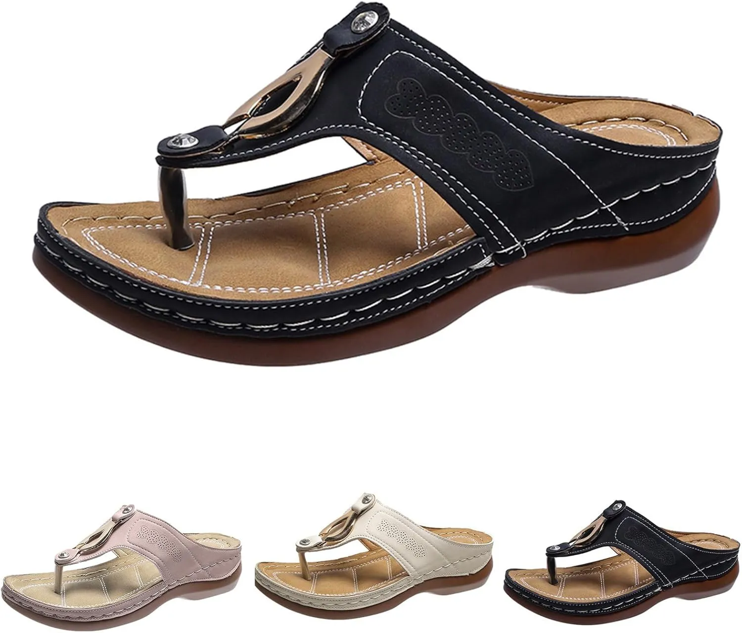 Flip Flops for Women Orthopedic Wedge Sandals Arch Support Sandals Casual Walking Sandal Vacation Slip on Shoes