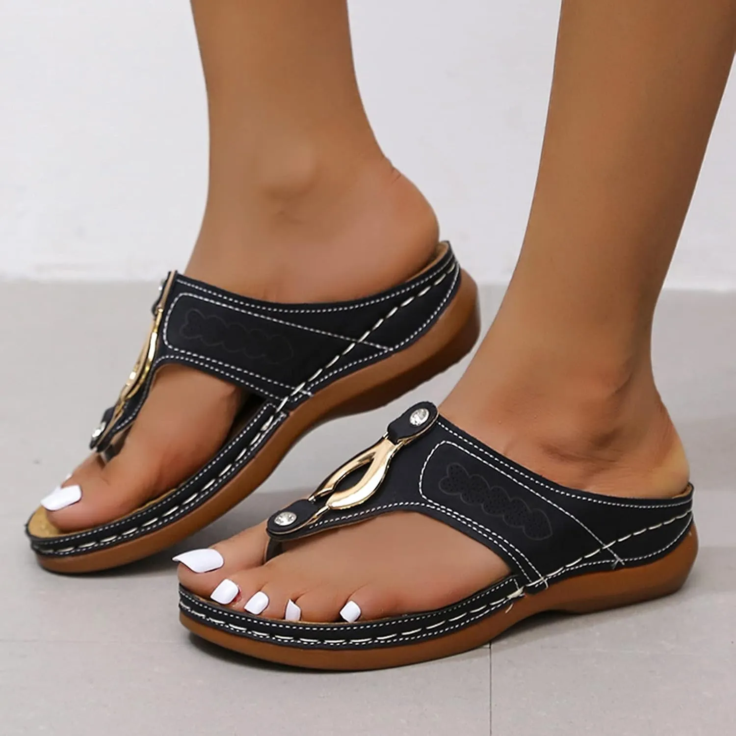 Flip Flops for Women Orthopedic Wedge Sandals Arch Support Sandals Casual Walking Sandal Vacation Slip on Shoes