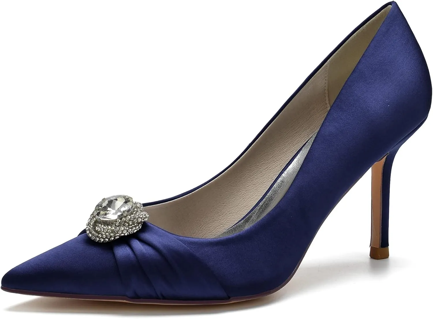 FufoneUS Bridal Shoes Women's Closed Toe Stiletto Bridal Evening Party Wedding Dress Shoes with Crystal,Dark Blue,10