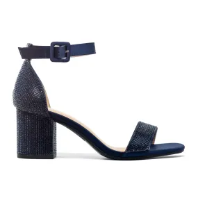 Greta - Embellished Ankle Strap Mid Block Heels