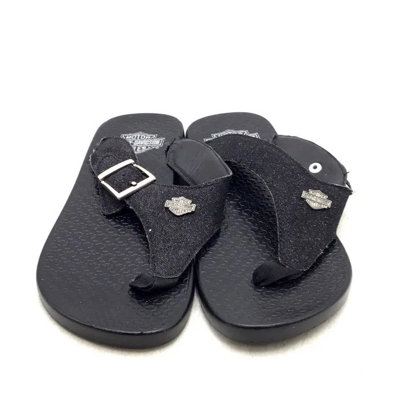 Harley-Davidson Women's Black Slip-On Casual Thong Sandals - Size 6