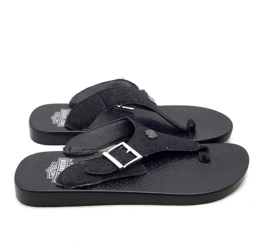 Harley-Davidson Women's Black Slip-On Casual Thong Sandals - Size 6