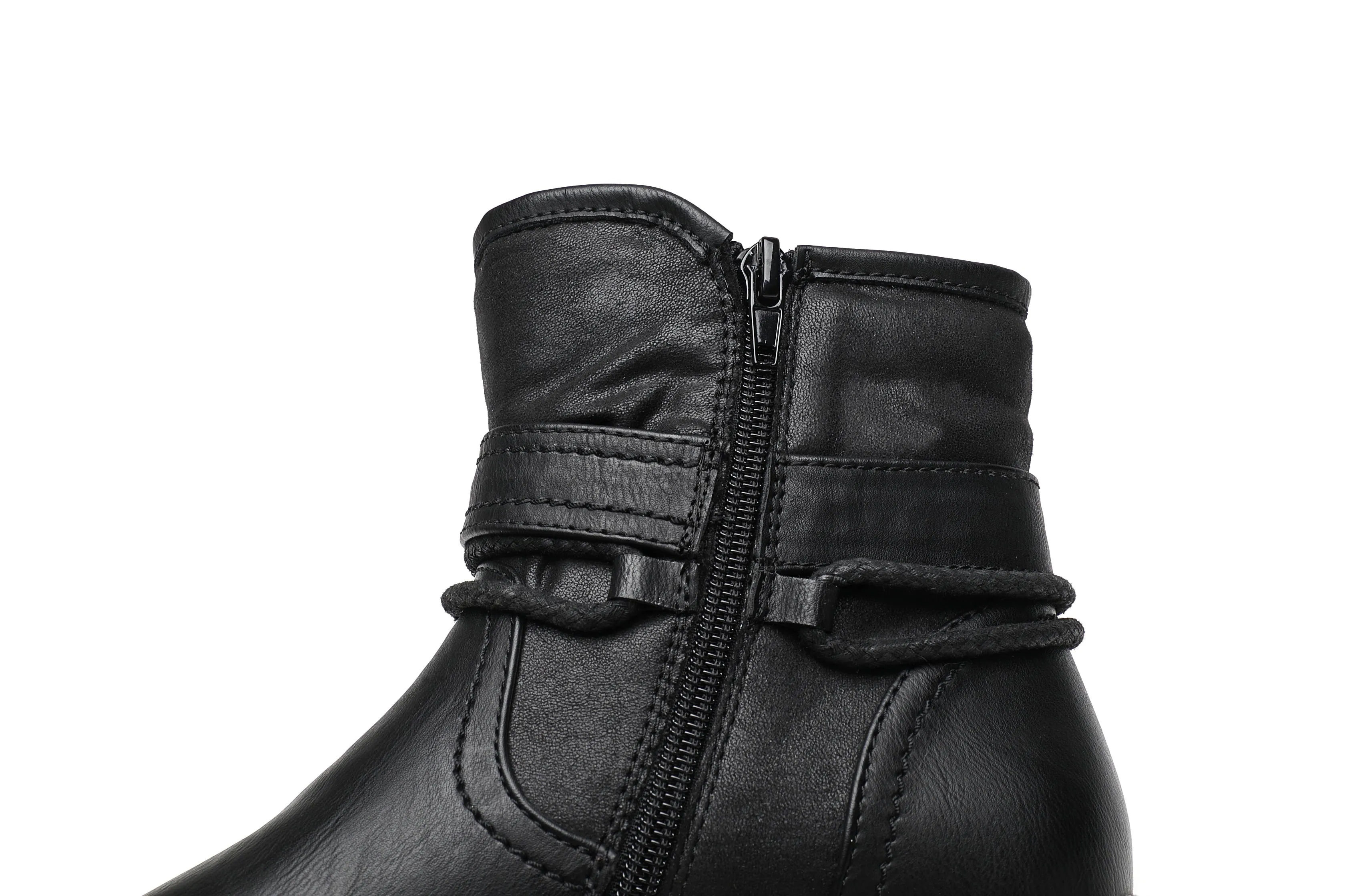 IVACHY Women Insulated ankle boots- zip closure - Block heel round toe- buckle closure A2502