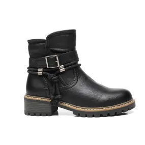 IVACHY Women Insulated ankle boots- zip closure - Block heel round toe- buckle closure A2502