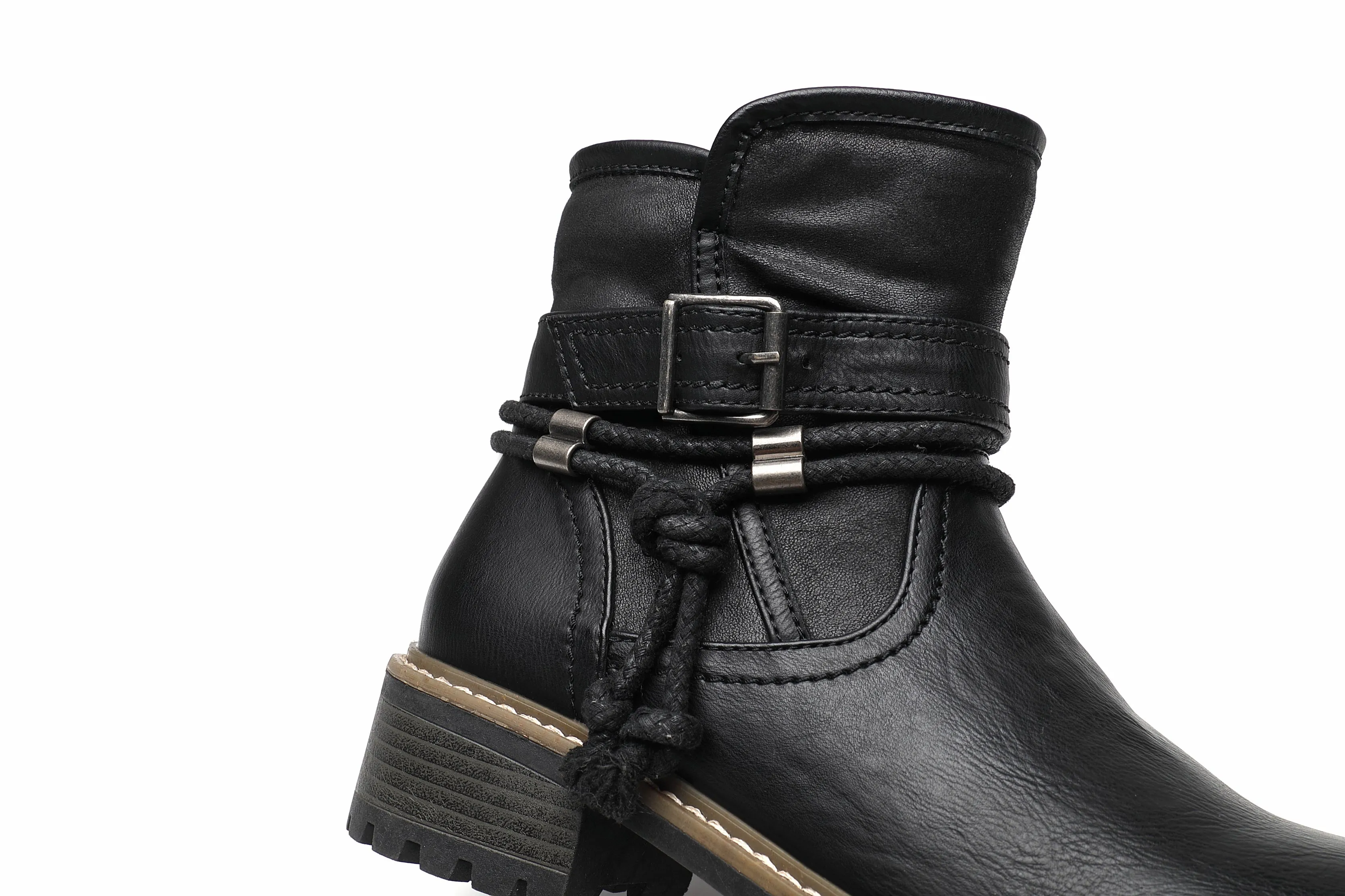 IVACHY Women Insulated ankle boots- zip closure - Block heel round toe- buckle closure A2502