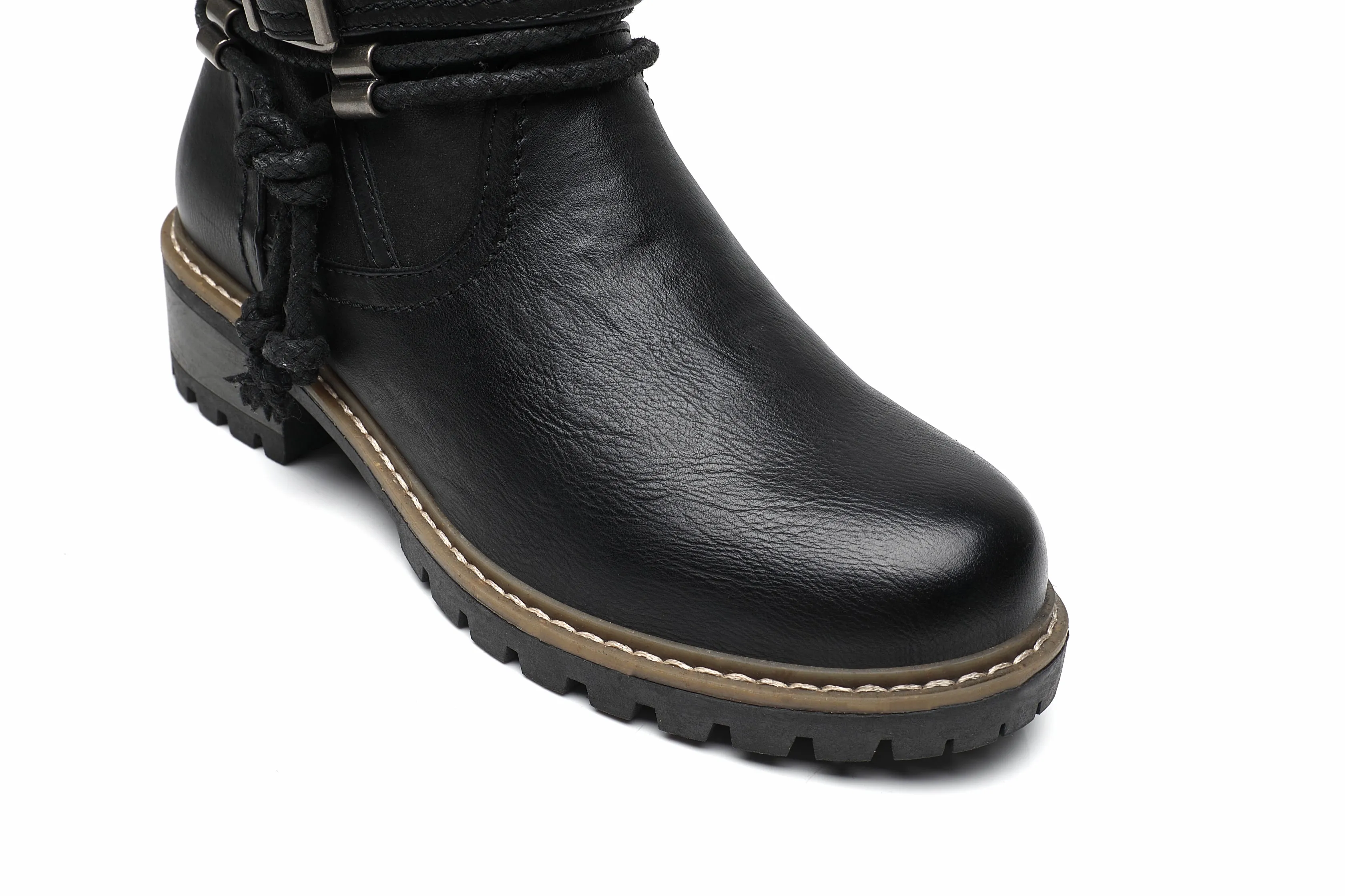 IVACHY Women Insulated ankle boots- zip closure - Block heel round toe- buckle closure A2502