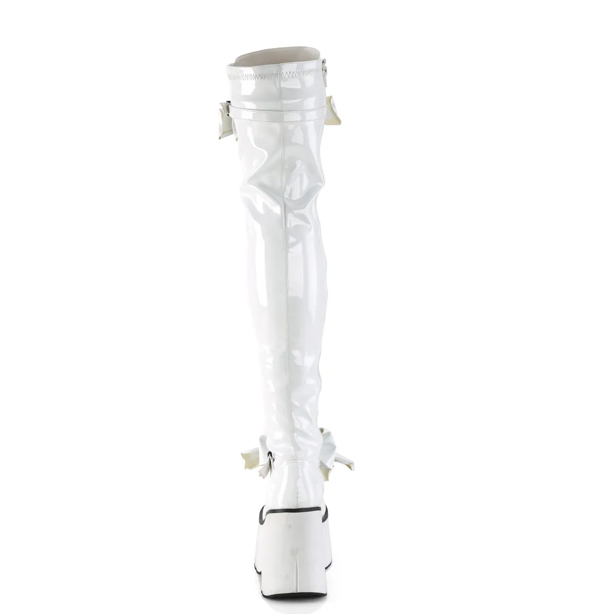 KERA-303 DemoniaCult White Stretch Patent Sexy Women's Over-the-Knee Boots (Alternative Footwear)