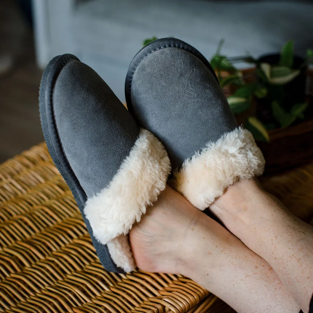 Ladies 'Luna' Wool Lined Slipper Mule - Grey