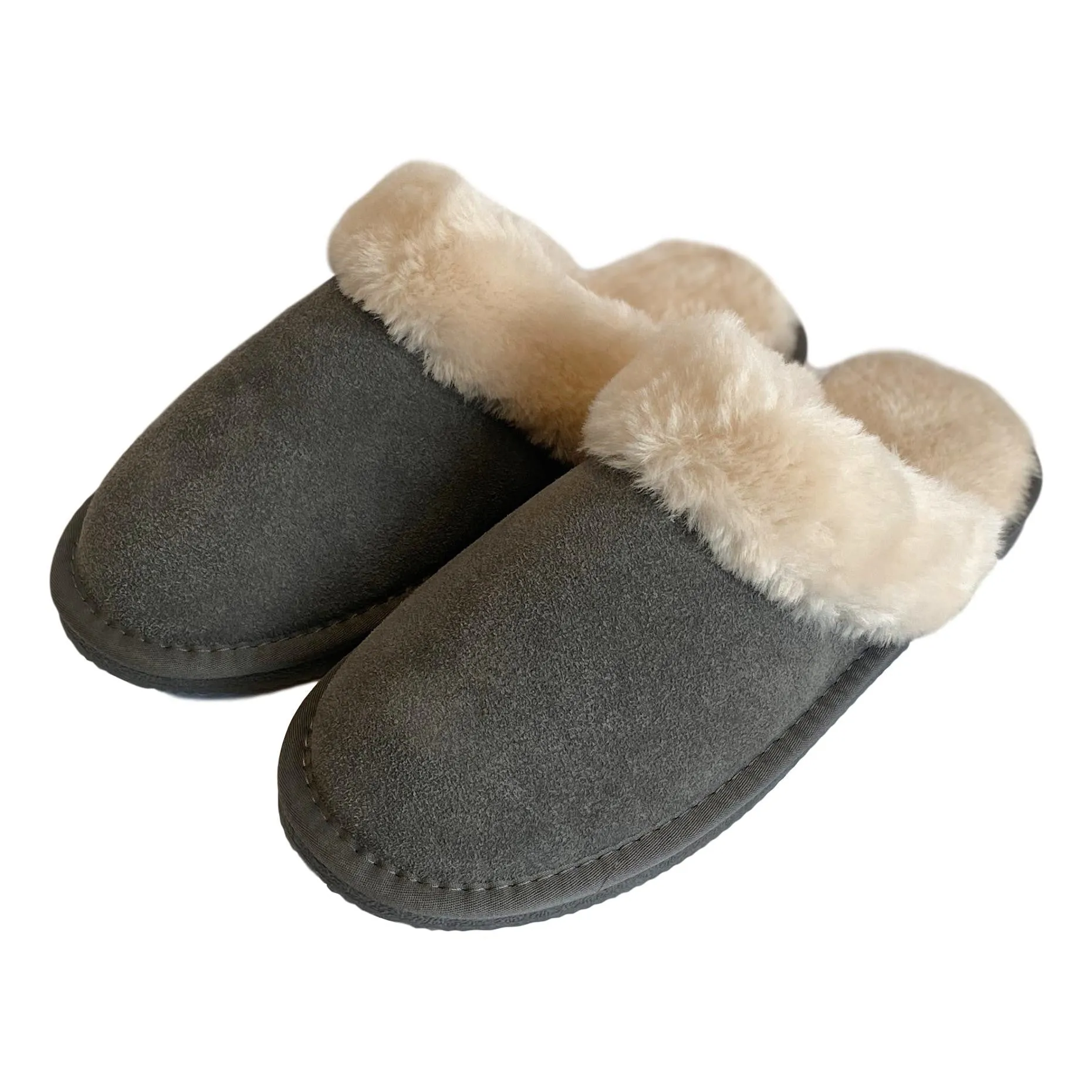 Ladies 'Luna' Wool Lined Slipper Mule - Grey