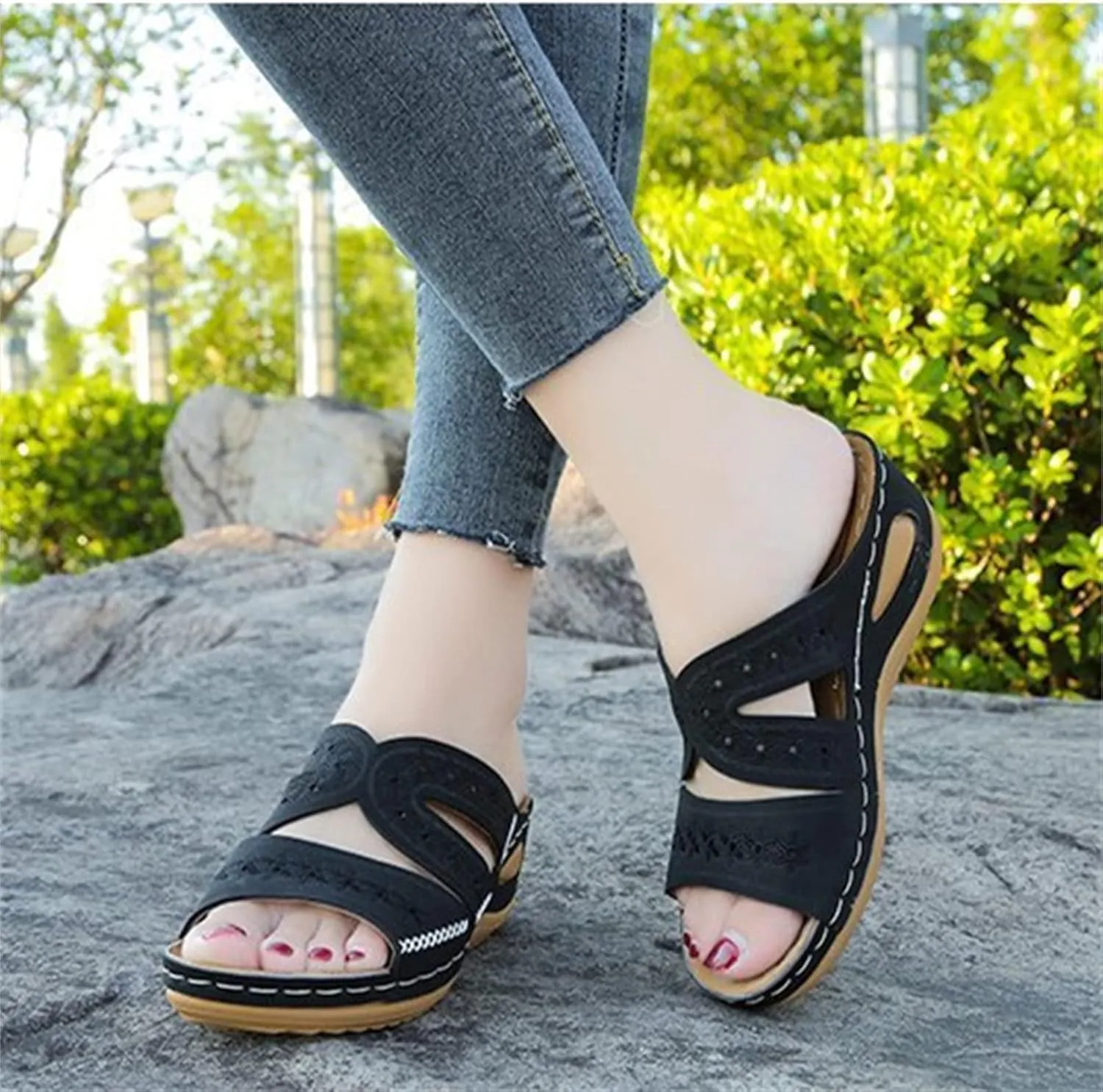Lausiuoe Orthotic Sandals Women Plantar Fasciitis Arch Support Orthotic Comfortable Walking Dressy Summer Flip Flops Slippers