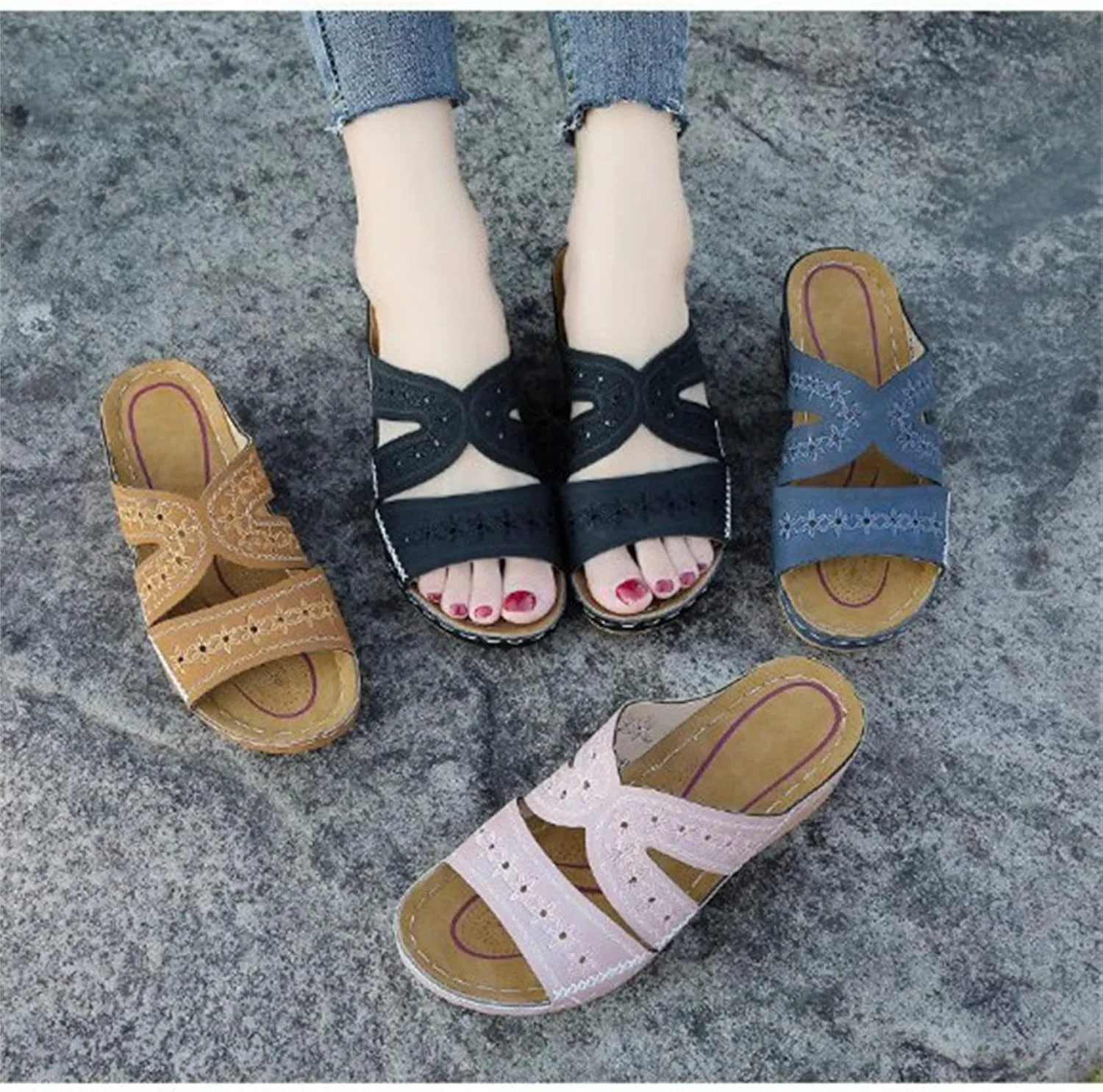 Lausiuoe Orthotic Sandals Women Plantar Fasciitis Arch Support Orthotic Comfortable Walking Dressy Summer Flip Flops Slippers