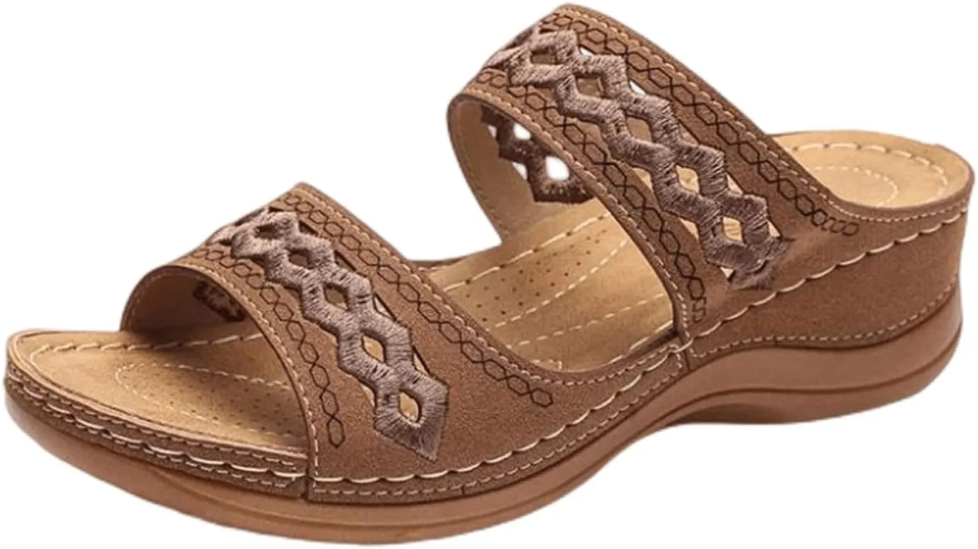 Lausiuoe Summer Sandals for Women,Women's Clip Toe Flat Sandals Dress Beach Shoes Casual Dressy Cute Thong Flip Flops