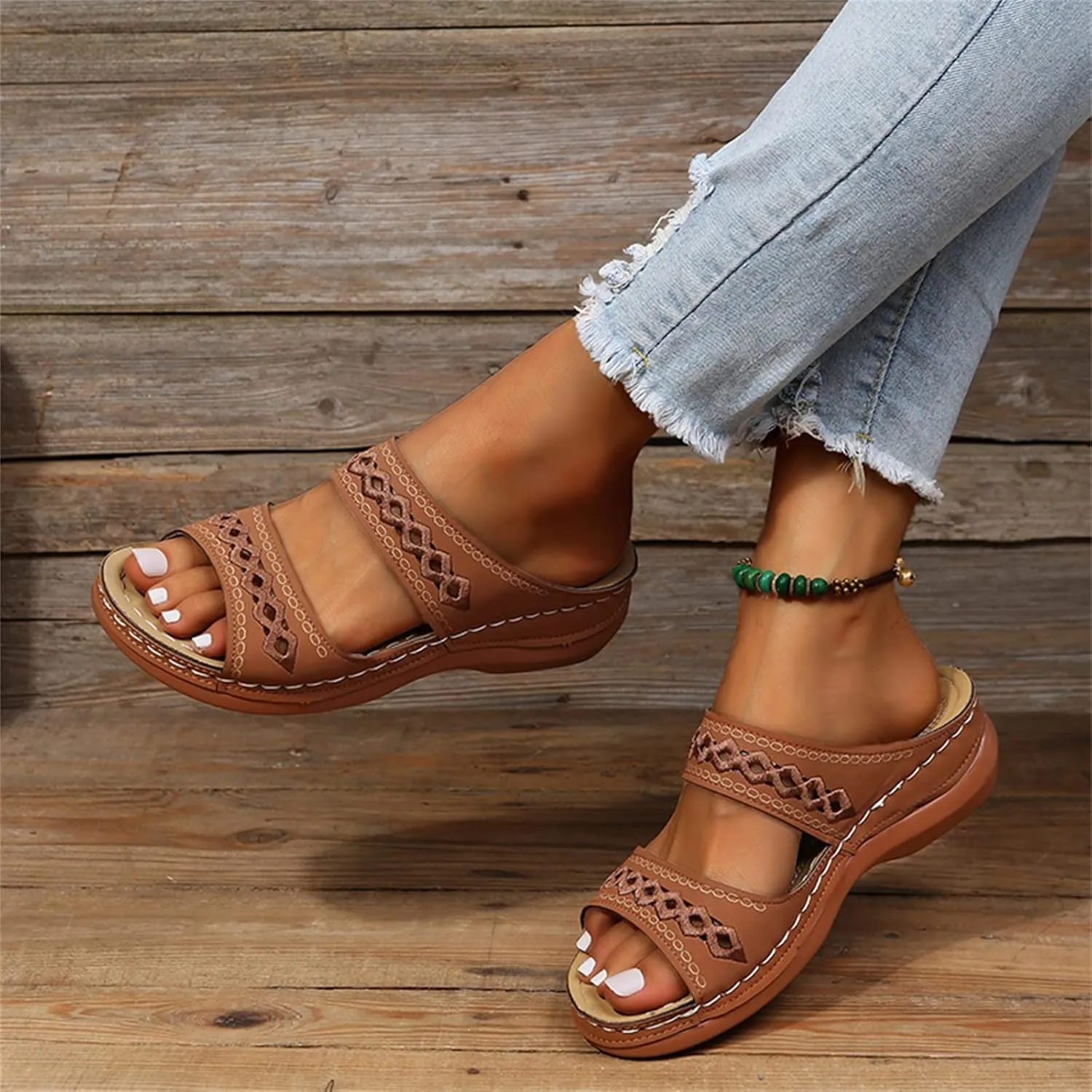 Lausiuoe Summer Sandals for Women,Women's Clip Toe Flat Sandals Dress Beach Shoes Casual Dressy Cute Thong Flip Flops