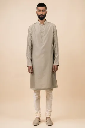 Light Grey Single Kurta With Zero Point Collar