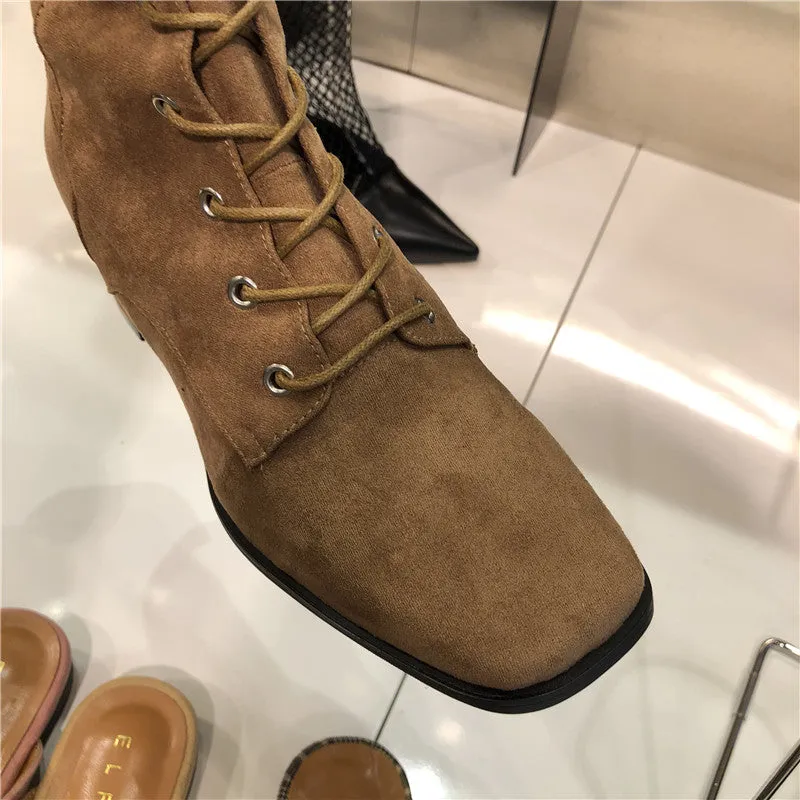 LUXE SEVEN DESIGN OVER THE KNEE LACE UP BOOTS