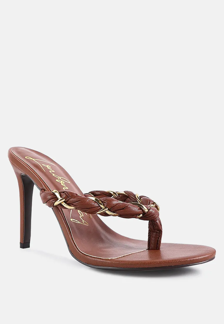 melodrama high heeled braided thong sandals