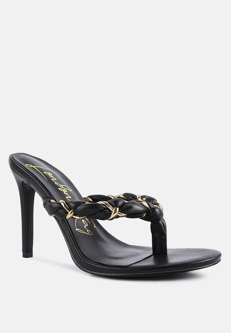melodrama high heeled braided thong sandals
