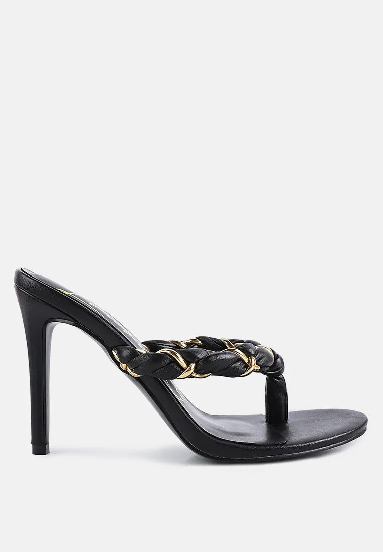 melodrama high heeled braided thong sandals
