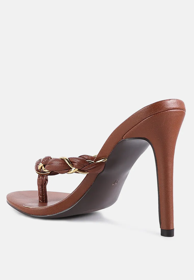 melodrama high heeled braided thong sandals