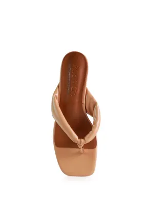 MEMESTAR Latte Tan Low Heel Thong Sandals