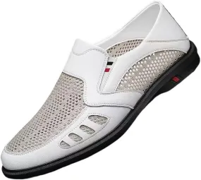 Men's Hollow Mesh Slippers for Men House Slip on Shoes for Indoor Outdoor Non-Slip Garden Loafers Mens Casual Slip-On Driving Loafers Boat Shoes Driver Moccasins