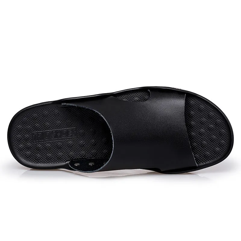 Mens leather slide sandals