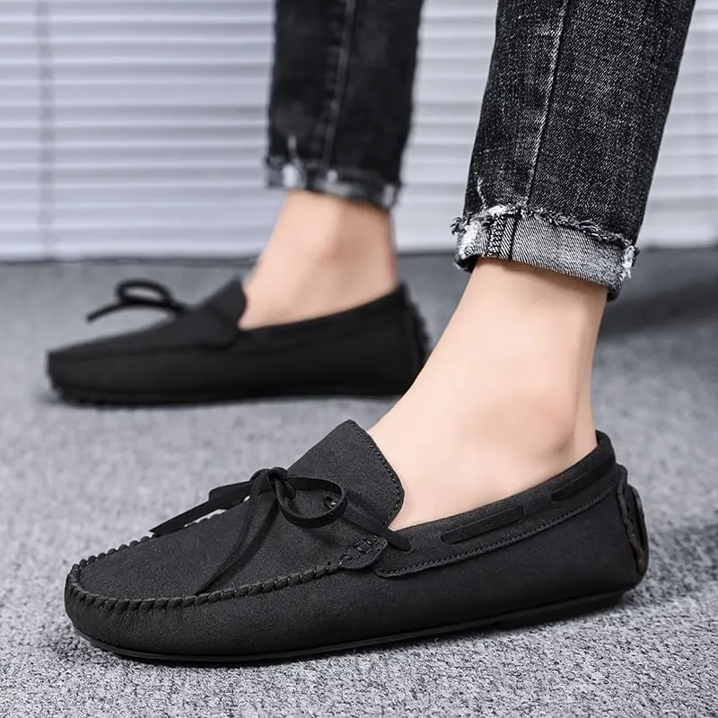 Mens Loafers Shoe Round Toe Suede Vamp Moccasins Driving Loafers Anti-Slip Slip Resistant Flexible Walking Slip-ons