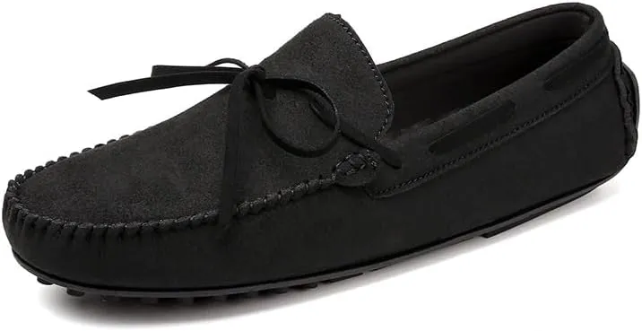 Mens Loafers Shoe Round Toe Suede Vamp Moccasins Driving Loafers Anti-Slip Slip Resistant Flexible Walking Slip-ons